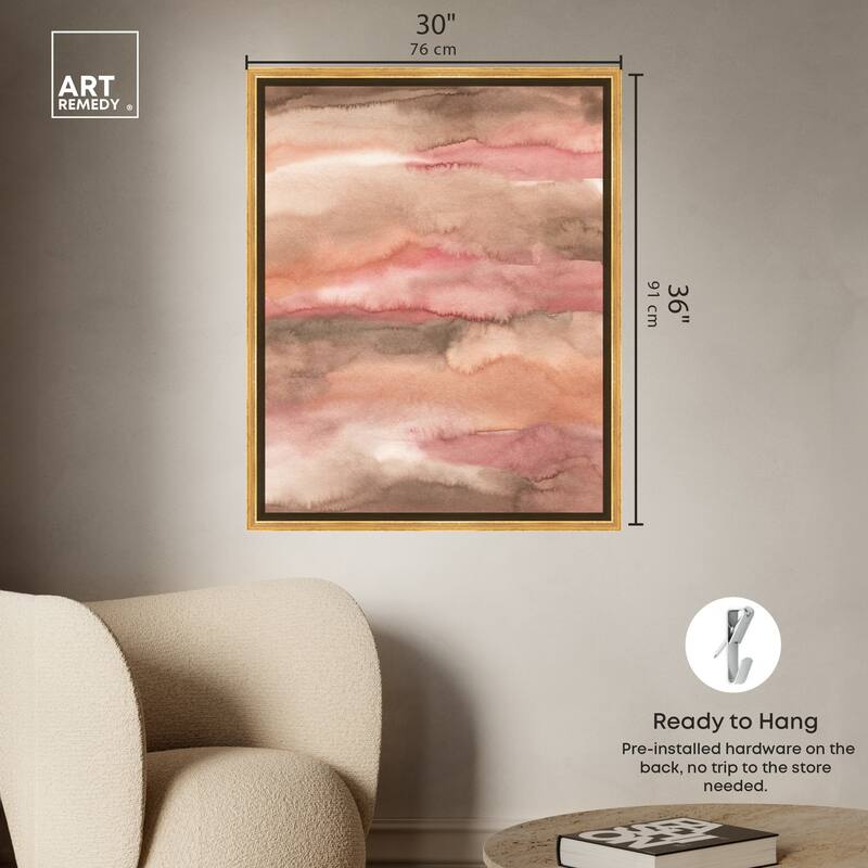 Art Remedy Loose Powder Framed Boho Abstract 1 Piece Canvas Wall Art