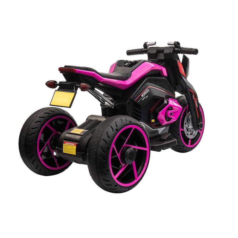 12V Kids' Ride-On Motorcycle with LED Lights, 3 Wheels, and Horn - Ages 3-8