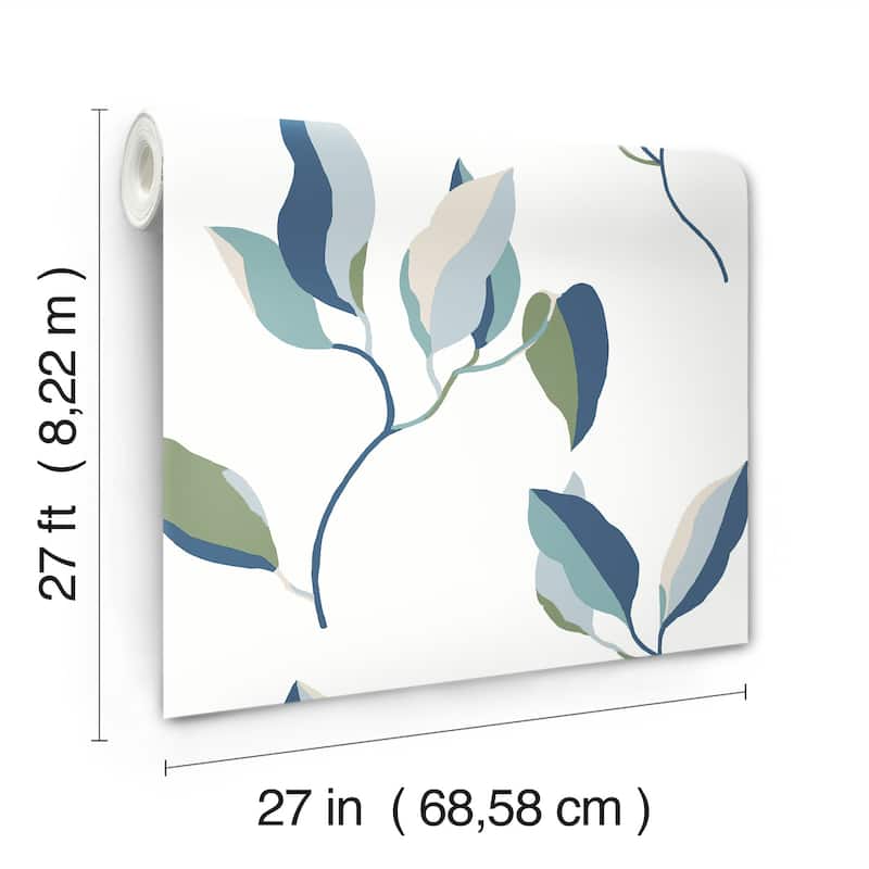 York Wallcoverings Brushwork Branches Alpine and Cobalt Wallpaper