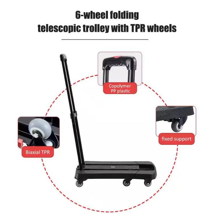 330 lb Capacity 6-wheel Retractable Hand Truck with TPR Wheels