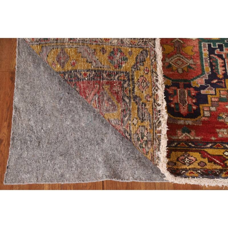 Geometric Hand-knotted Heriz Persian Vintage Runner Rug - 3'8"x 11'3"