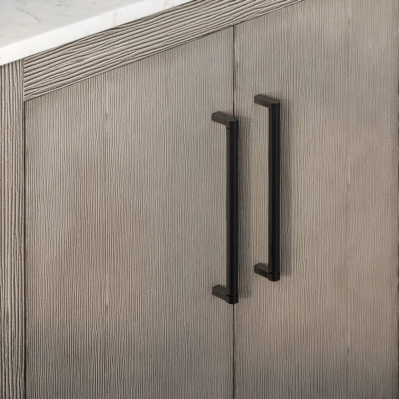 Hugo 30 In. Marble Countertop Vanity in Grey Oak with Mirror