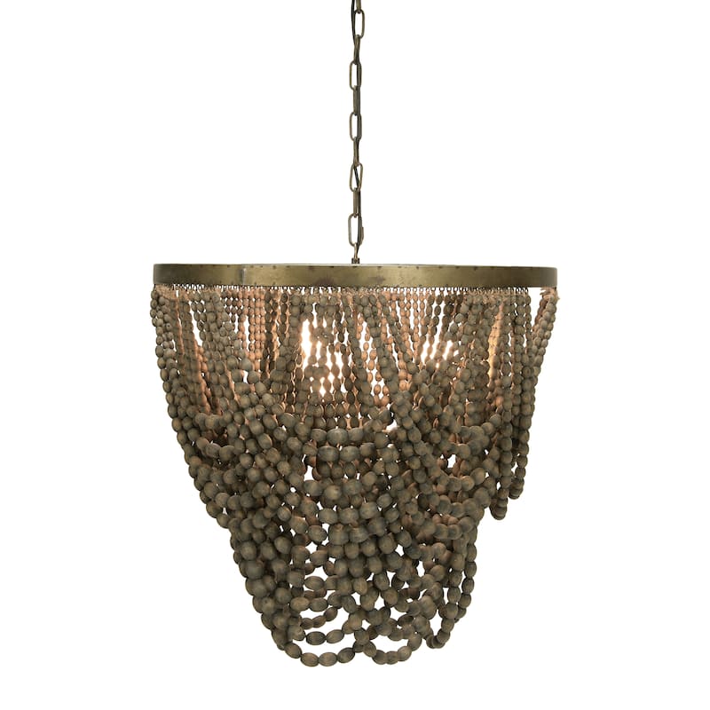 2-Tier Draped Wood Bead Chandelier