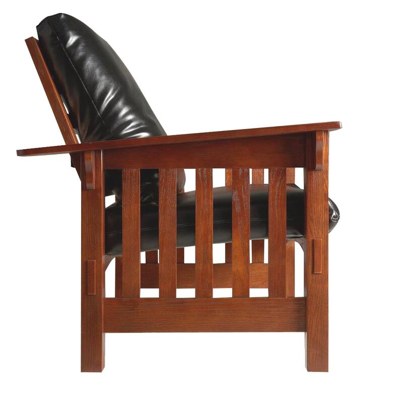 Leick Home Mission Adjustable Armchair with Black Faux Leather Upholstery