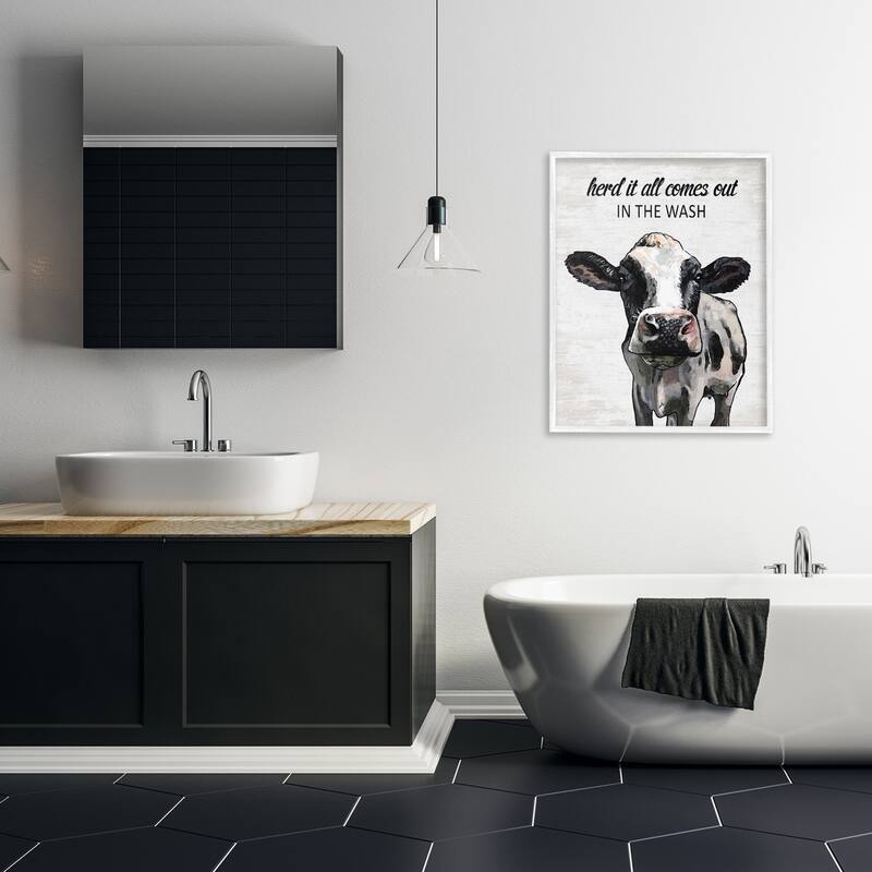 Stupell Farm Animal Laundry Pun Framed Giclee Art Design By Lettered and Lined