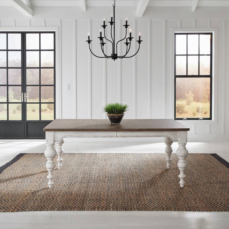 River Place Riverstone White & Tobacco Rectangular Table Dining Set