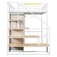 preview thumbnail 12 of 16, White Full Metal Bed with Storage Wardrobe and Staircase