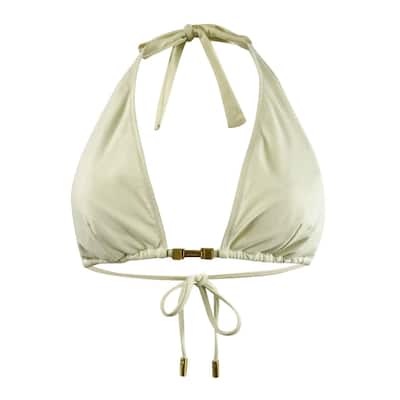 Cult Gaia Women's Amberae Halter Swim Top Separates Swimsuit (M, Off White)