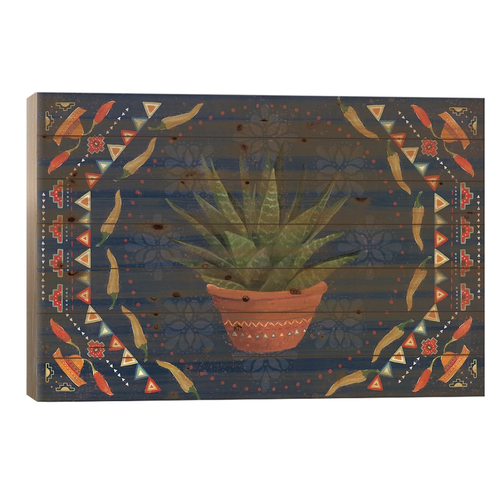 Tex Mex Fiesta II Dark Print On Wood by Veronique Charron - Multi-Color