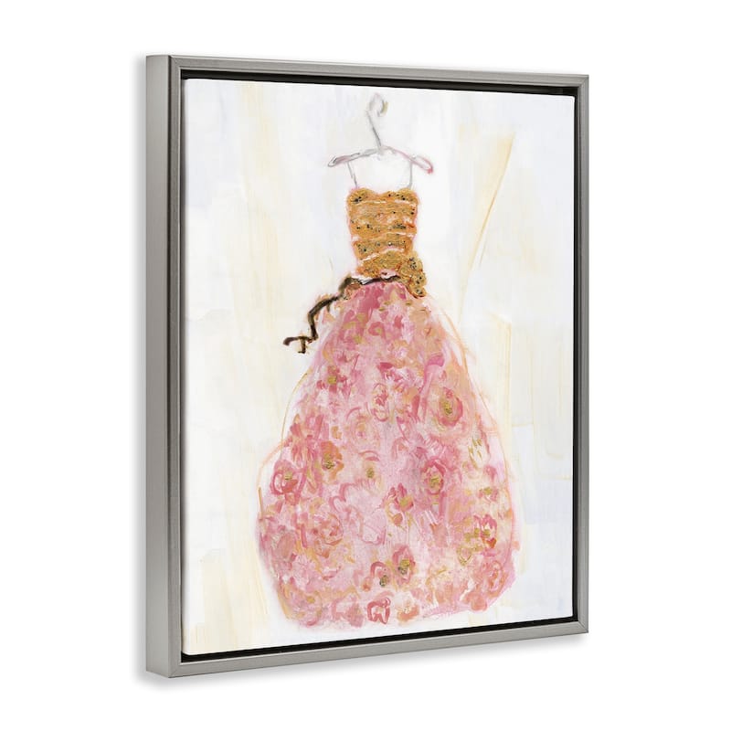 Stupell Classy Posh Pink Ball Gown Framed Floater Canvas Wall Art Design By Sally Swatland