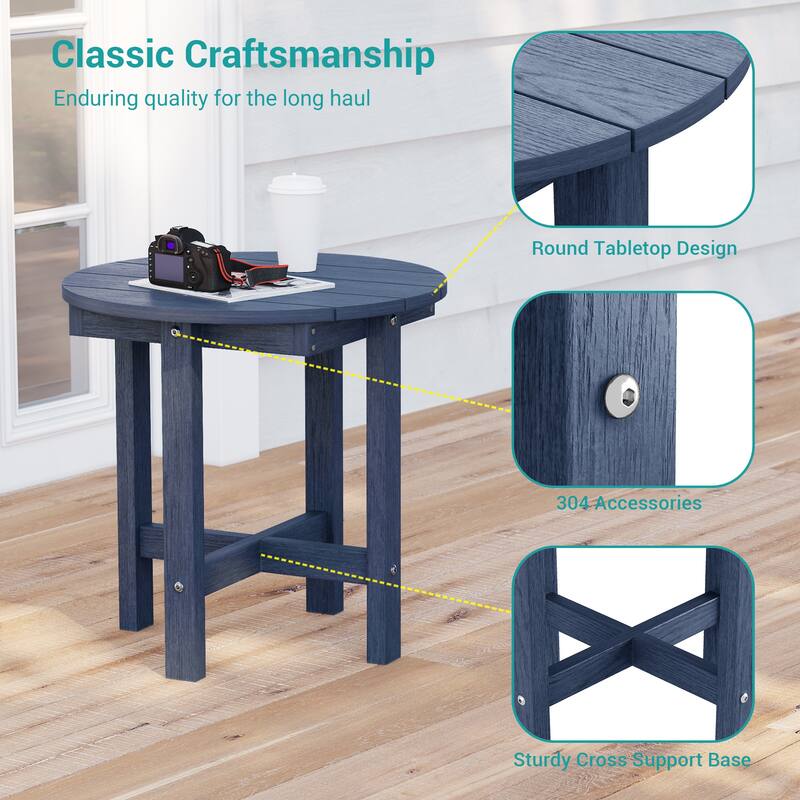 HDPE All-weather Outdoor Side Table, Easy Install Patio Table