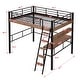 preview thumbnail 4 of 11, Metal Full Size Loft Bed with Built-in Desk, Storage Shelf and Ladder, Black