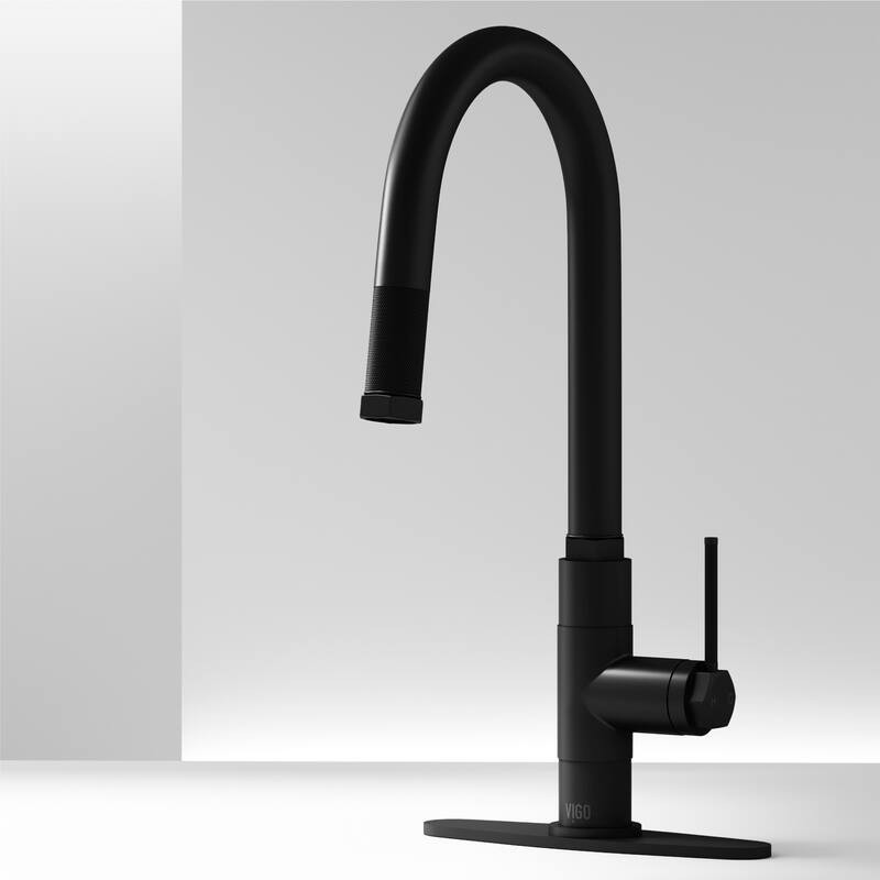VIGO Hart Arched 18" H Single Handle Pull-Down Kitchen Faucet