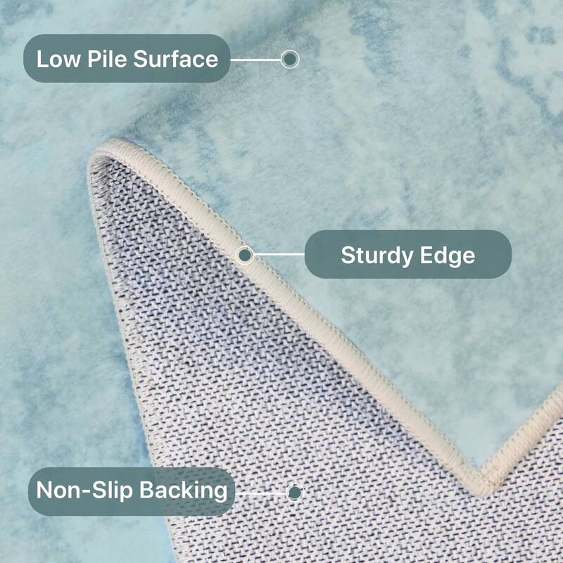 Mcow Abstract Modern Microfiber Low-Pile Washable Area Rug