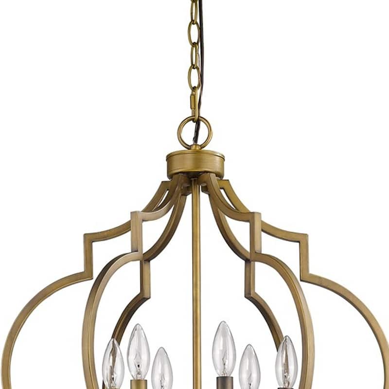 HomeRoots Gold and White Candle Style Six Light Metal Dimmable Chandelier - 21.25' X '30' X '21.25