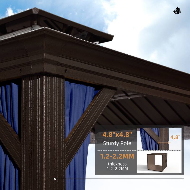 PURPLE LEAF Outdoor Hardtop Gazebo with Bronze Aluminum Frame Galvanized Steel Roof