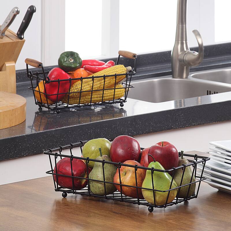 SunnyPoint 2-Tier Rectangle Countertop Fruit, Bread Wire Basket