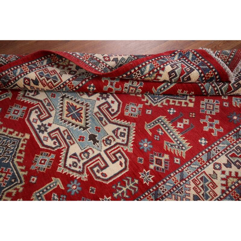 Red Kazak Oriental Foyer Rug Handmade Wool Carpet - 4'0" x 6'3"