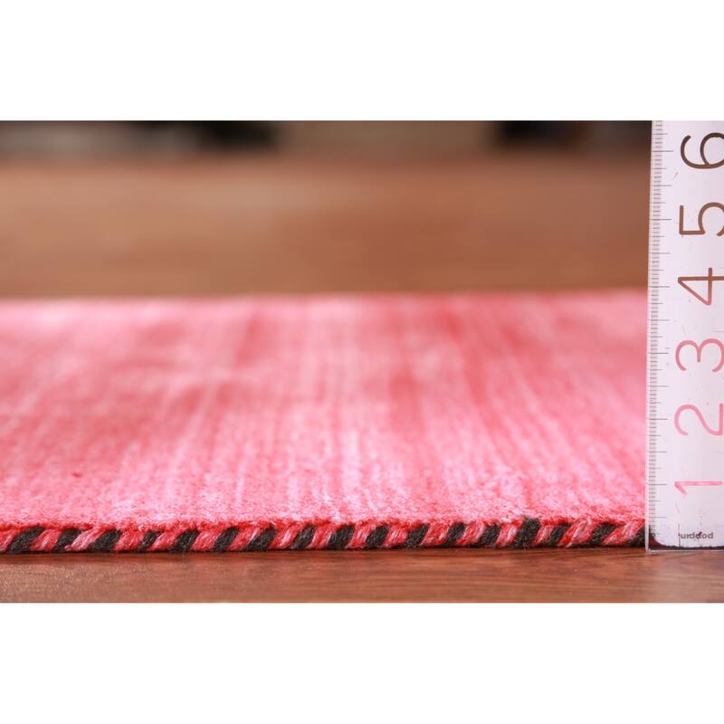 Hand Knotted Oriental 100% Wool Carpet Tribal Stripe Red Gabbeh Runner Rug - 10' 0'' X 2' 6''