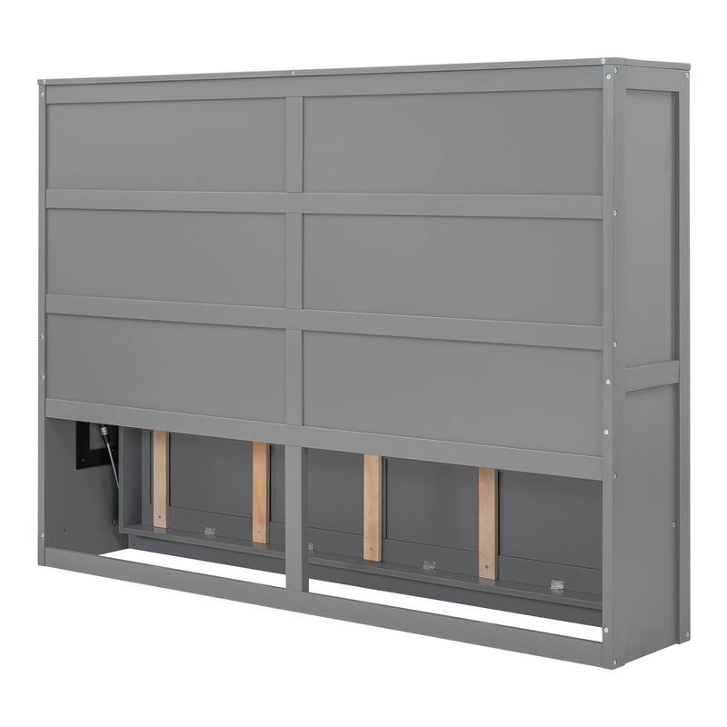 Queen Size Murphy Bed Wall Bed,Gray