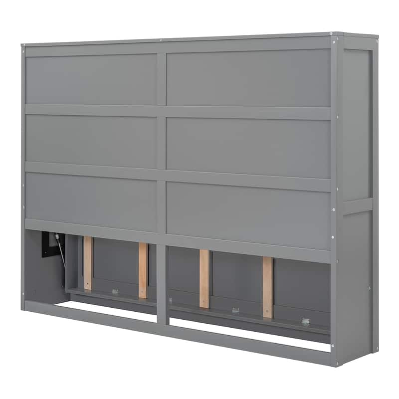 Queen Smart Murphy Bed with Tiered Storage Cabinet