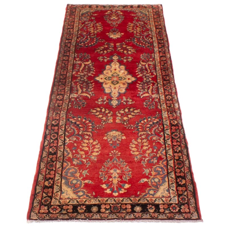 ECARPETGALLERY Hand-knotted Andelz Red Wool Rug - 3'3 x 9'6