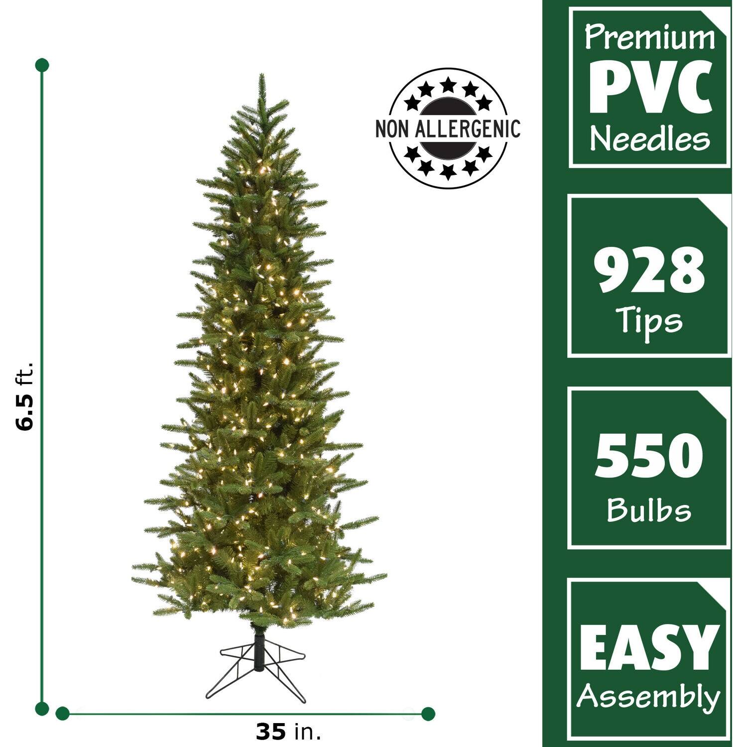 Fraser Hill Farm 6.5 Ft. Carmel Pine Slim Artificial Christmas Tree