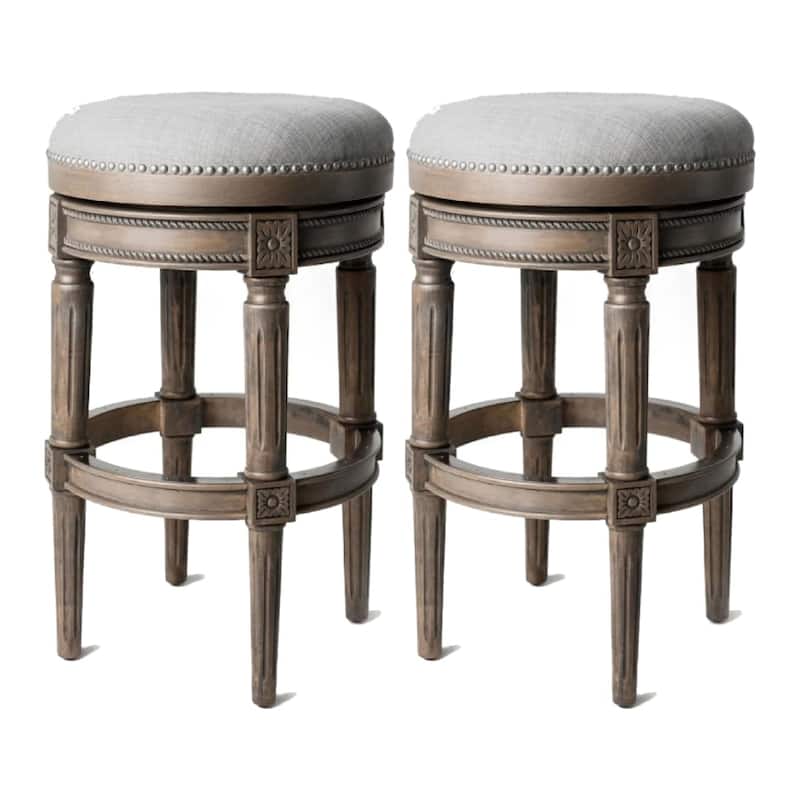 Maven Lane Pullman Backless Swivel Kitchen Stool - Set of 2 - Reclaimed Oak - Bar Height