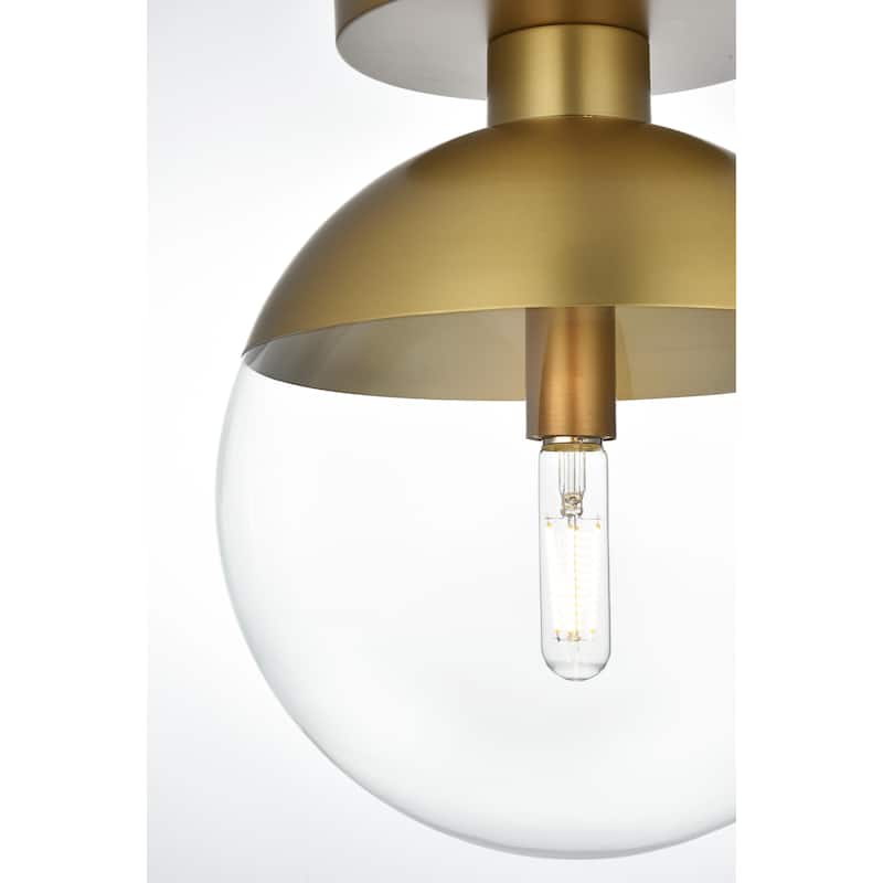 Mid-century Modern 1-light Flush Mount with Glass Orb Shade - N/A