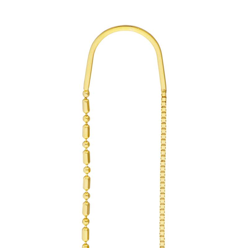 Curata 14k Yellow Gold Bead and Rice Bead Threader Earrings