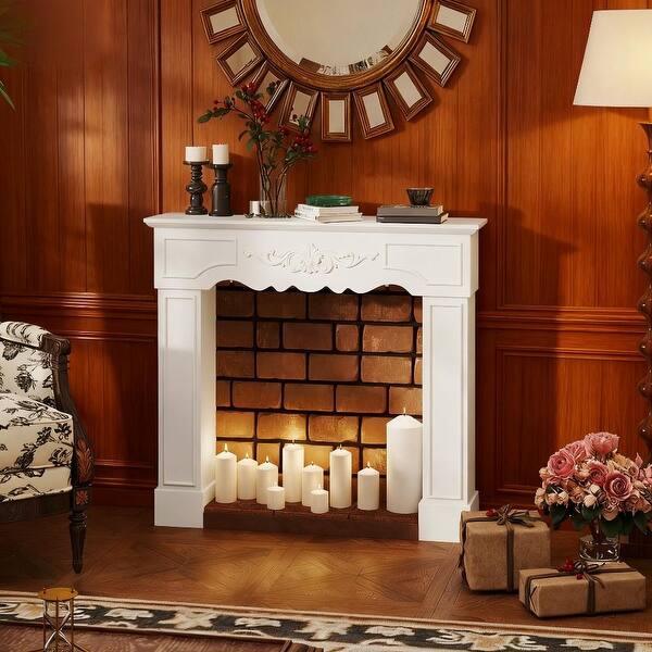 slide 2 of 8, Fireplace Mantel, Freestanding Fireplace Surround with Leg for Electric Fireplaces