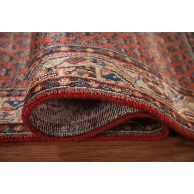 Hand Knotted Oriental 100% Wool Carpet Traditional All-Over Red Botemir Runner Rug - 10' 8'' X 3' 8''
