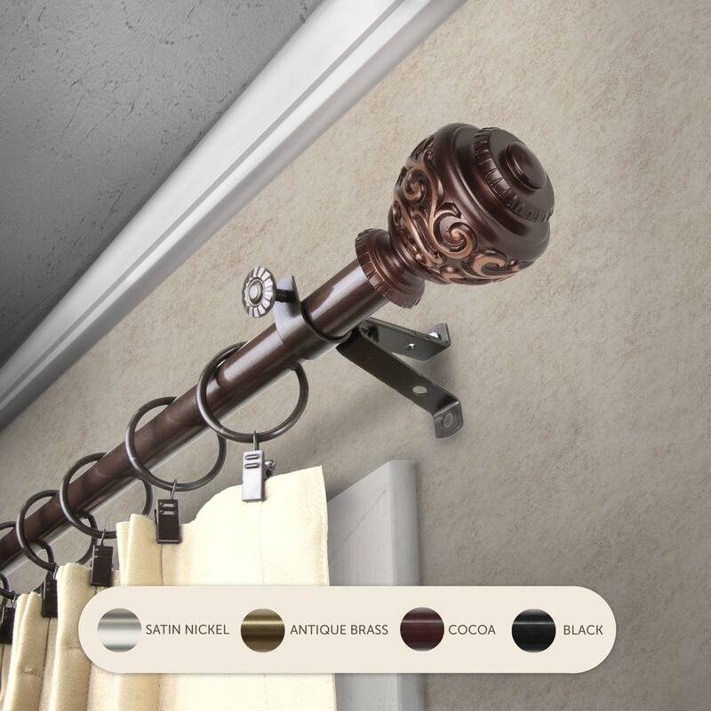 InStyleDesign Charlie Adjustable Curtain Rod 13/16 inch dia. - 120 to 170 inches - Cocoa