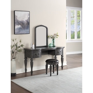 grey vintage dressing table Antique Vanity Set with Storage Drawers and Nailhead Trim Stool - Bed Bath & Beyond nashvillepr