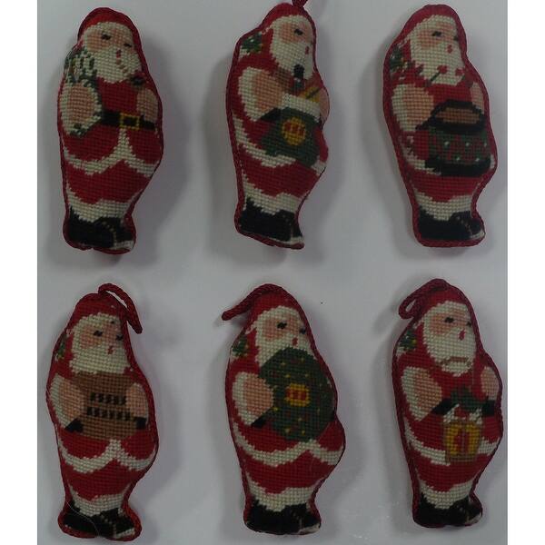 slide 2 of 2, Santa Assortment Petite Point Hanging Ornament
