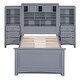 preview thumbnail 5 of 12, Twin Size Platformbed w/ Vertical All-in-One Cabinet & 4 Drawers, Wooden Bedroom Bedfram, No Spring Box Required, Gray