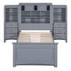 preview thumbnail 1 of 12, Twin Wood Storage Platform Bed w/ Vertical All-in-One Cabinet, Gray
