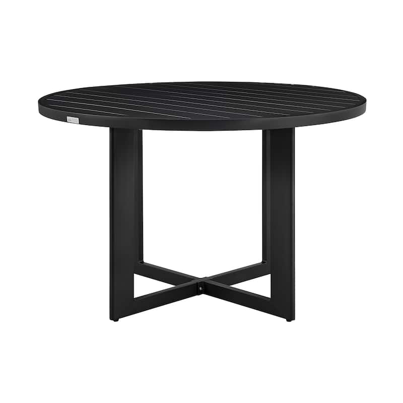 Cayman Black Aluminum Metal All Weather Outdoor Patio Table for 4-6 People 48" Round Dining Table