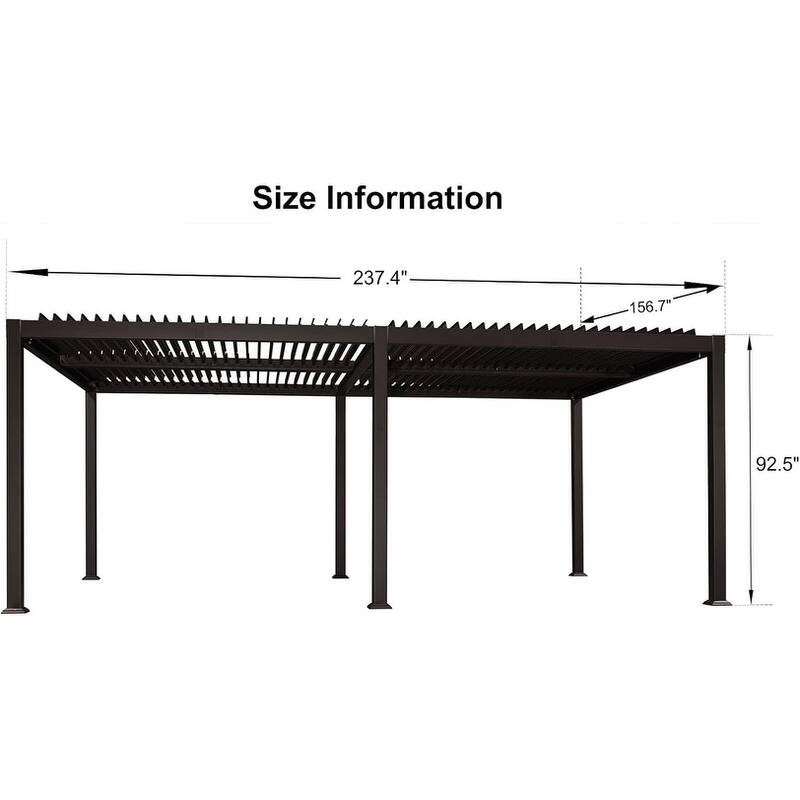 PURPLE LEAF Outdoor Louvered Pergola with Adjustable Metal Roof for Patio Pergola - 13' x 20' - Bronze