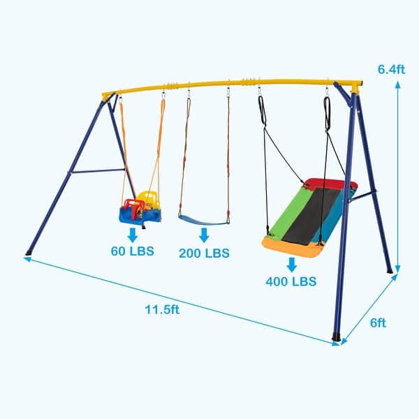 Gymax 660 LBS Indoor Outdoor Swing Set Heavy Duty Carbon Steel Swing