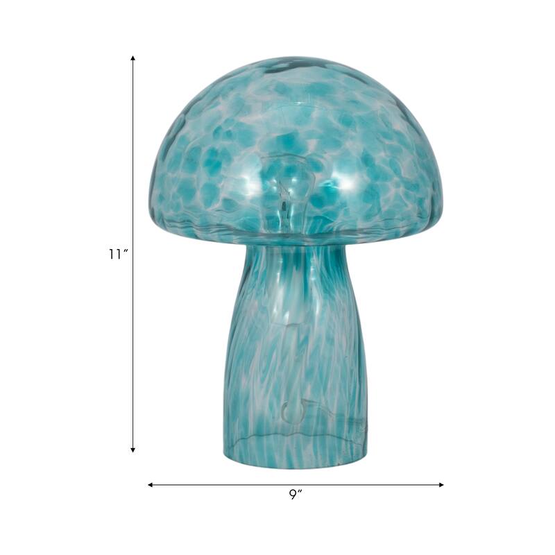 11" Spotted Mushroom Lamp, Seafoam, , 11"H, Spotted - 9" x 9" x 11"