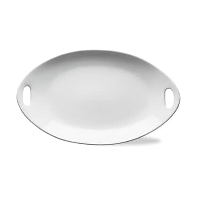 Whiteware Baguette Large Porcelain Dinnerware Serving Tray Platter, 19.25L x 11.5W x 1.625H, Dishwasher Safe