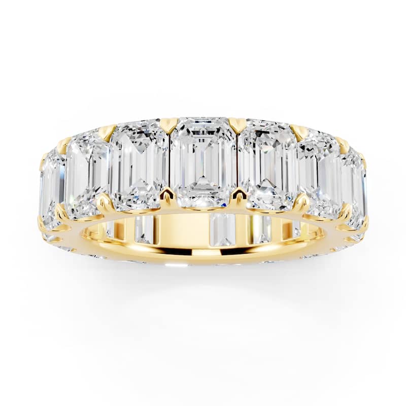 Auriya 14k Gold 7 1/2ctw Emerald Lab Grown Diamond Eternity Ring (E-F VS) - Yellow - 7.5