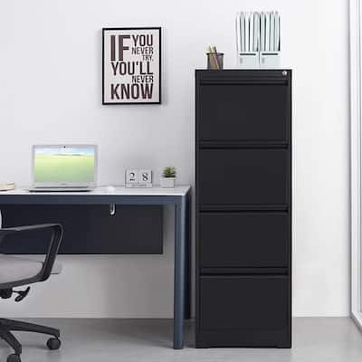 4-Drawer Locking Vertical Storage Cabinet, Office Filing Cabinet with Full Extension Drawers & Adjustable Hanging Rods