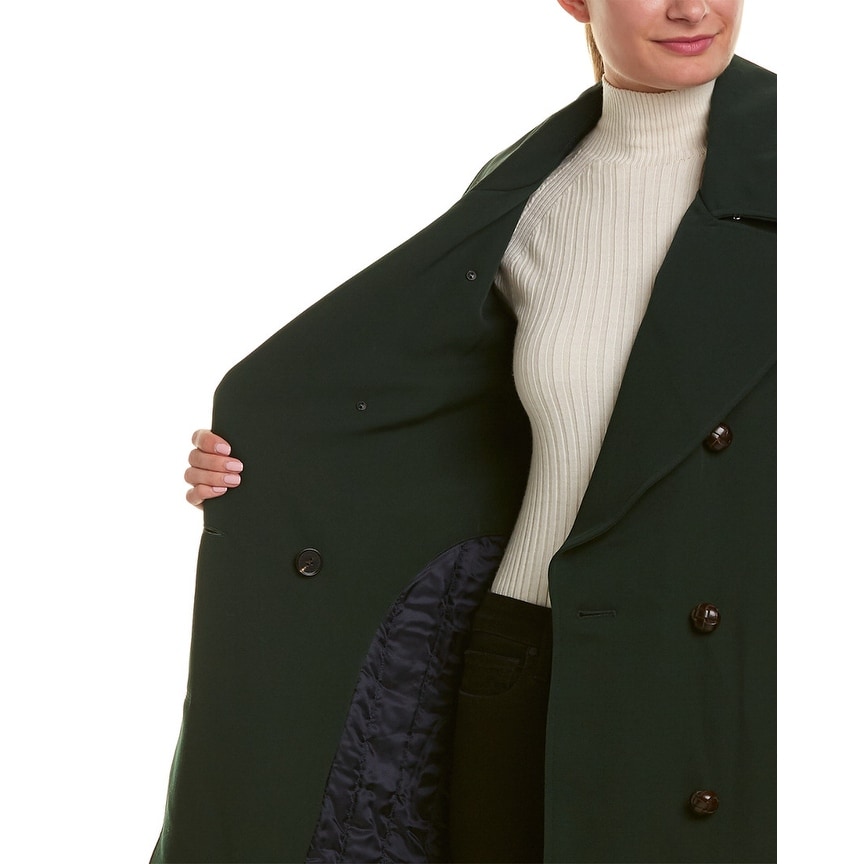 oversized lapel wool gabardine trench coat