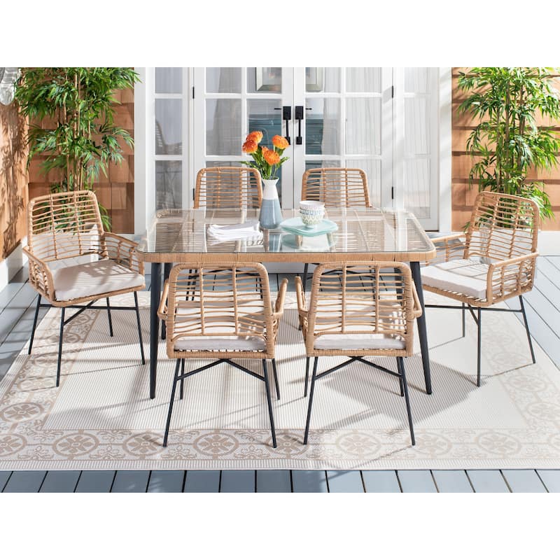 SAFAVIEH Outdoor Akeelah 7-Piece Dining Set - 59Wx36Dx29H