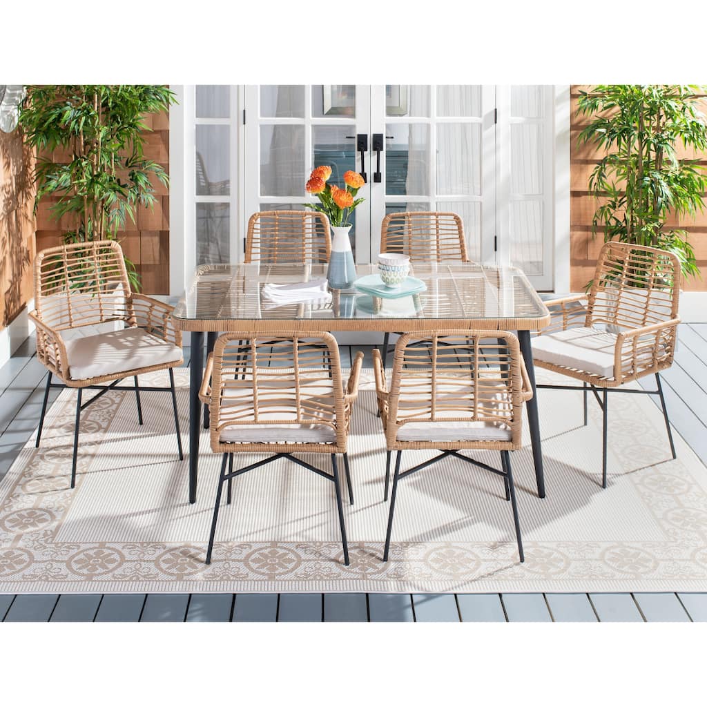 SAFAVIEH Outdoor Akeelah 7-Piece Dining Set - 59Wx36Dx29H