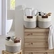 preview thumbnail 48 of 48, 3 Pack Woven Cotton Rope Shelf Storage Basket with Leather Handles, Baby Nursery Storage Bin Organizers, Closet Shelf Storage
