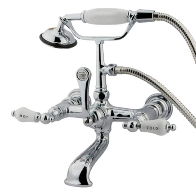 Kingston Brass Vintage Wall Mounted Clawfoot Tub Filler with Personal - Polished Chrome - Polished Chrome
