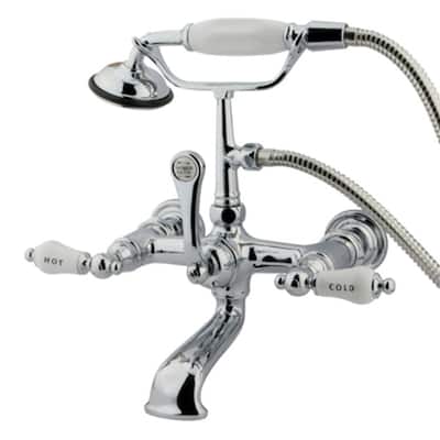 Kingston Brass Vintage Wall Mounted Clawfoot Tub Filler with Personal - Polished Chrome